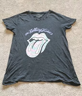 The Rolling Stones Woman's T-Shirt Top Large Pinned Sleeve Style Rock Band Tee • $18