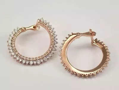 2.50Ct Round Cut Simulated Diamond Huggie Hoop Earrings 14K Rose Gold Plated • $82.49