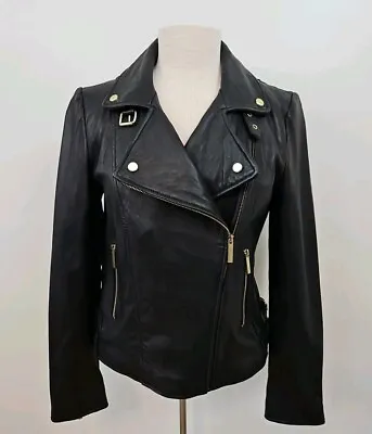 Victoria’s Secret Moda International Black Leather Jacket Moto Biker • $59.99
