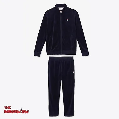 Fila Men's Velour Sweatsuit Tracksuit Solid Navy Set Velvet Size M L XL 2XL NWT • $144.99