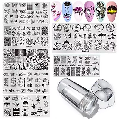 Nail Stamping Template Kit Fingernails Stencil Stamper Scraper Manicure Tool • $15.36