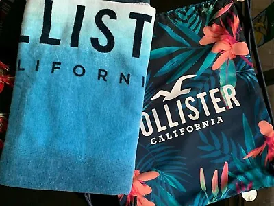 NWOT Hollister Backpack Drawstring Bag With Beach Towel • £40.84
