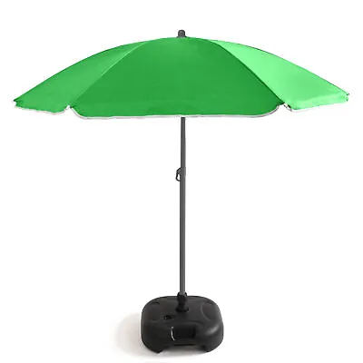 £29.99 • Buy Out There! 240cm (7ft 8in) Parasol With Base Garden Umbrella, Adjustable Height