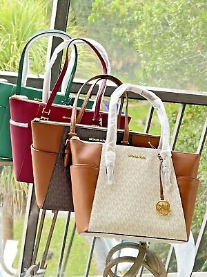 $114 • Buy Michael Kors Women Leather Shoulder TOTE Purse Handbag MK Signature Charlotte