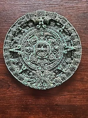 Vintage Aztec Mayan Green Stone Sun Calendar 3d Wall Hanging 5 Inches • $9.99