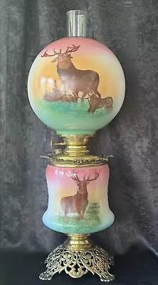 Pittsburg Lamp And Brass Stag Gwtw Parlor Kerosene Lamp  • $700