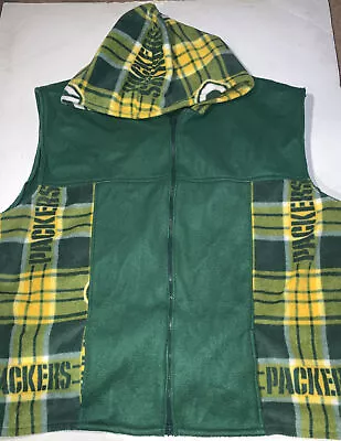 Green Bay Packers NFL Football Fan Hoodie Vest Fully Zippered Fleece Size 4XX • $15.99