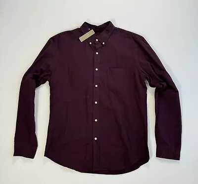 J Crew Men’s Large Slim Fit Oxford Button Shirt NWT Plum Modern Office Casual • $24.99