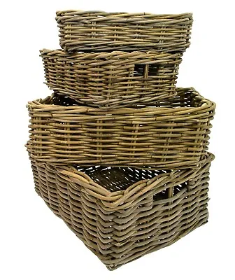 £18.99 • Buy Kubu Rattan Fruit Basket Strong Shallow Storage Shelf By East2den