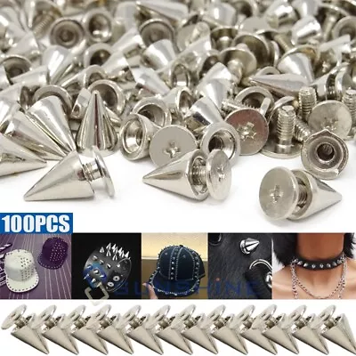 Cone Metal Spikes Punk Rivets Screwback Studs For Leather Shoes Jacket Bag Craft • $10.99