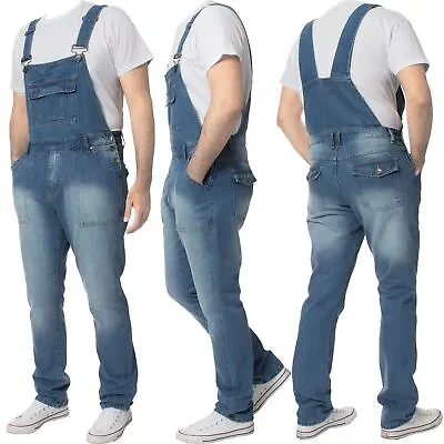 Enzo Jeans Dungarees Mens Denim Overalls Jumpsuit Heavy Duty Workwear Dungaree • £23.99
