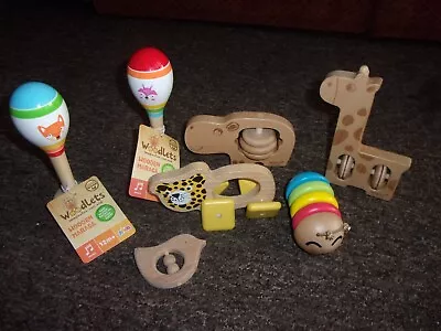 Bundle Of Wooden Baby Rattles And Shakers. Animal Theme. Uk Bids Only • £2