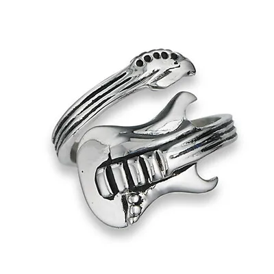 Guitar Music Instrument Ring Stainless Steel Open Adjustable Band Sizes 7-12 • $10.99