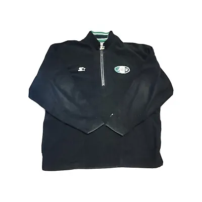 Vintage Starter Pro Line Jets New York Jacket Fleece Pullover Zipper Men's XL • $123.49