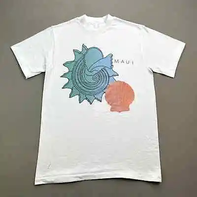 Vintage Hawaii T-Shirt Adult Small White Nature Seashell Art Maui Island USA 90s • $17.99