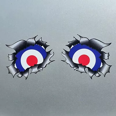 2x Small Roundel RAF MOD Target Ripped Carbon Fibre Vinyl Sticker Decal 70x56mm • £2.59