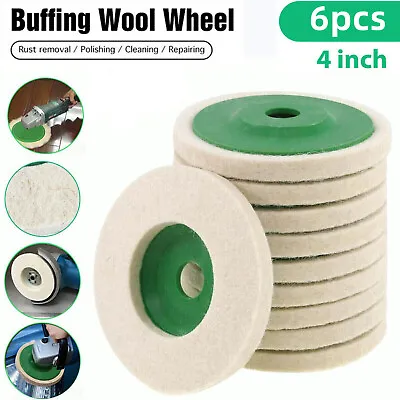 £3.99 • Buy 6Pcs 4'' Wool Buffing Polishing Angle Grinder Wheel Felt Buffer Buff Disc Pads