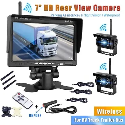 7  Wireless Rear View Kit HD LCD Monitor+Reverse Camera For Truck Caravan RV VAN • $125.99