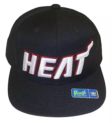 Miami Heat Structured Flat Brim Snapback Adidas Hat - Youth 4-7 Yrs • $14