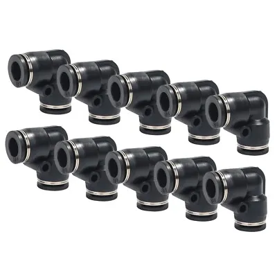 Push To Connect Air Fittings Tube 1/4  Od Elbow Air Line Union Push 10Pcs Black • $12.99