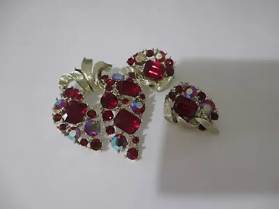 Vintage Costume Lisner Rhinestone Brooch-Pin Earring Jewelry Set • $29.99