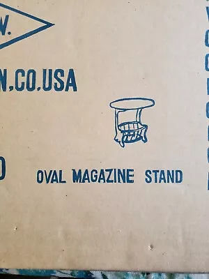 Oval Oak Magazine Stand Side Table Nib Vintage 80s • $240