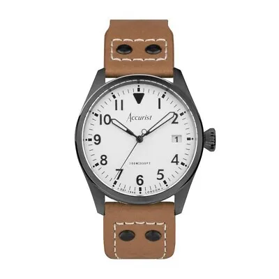 Accurist Aviation Mens Watch 76003 Brown Leather Strap - RRP £159.00 • £84