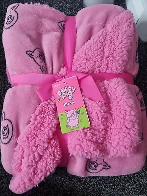 BRAND NEW M&S Marks & Spencer Percy Pig Fleece Throw - 150 X 120 Cms - Pink • £29.99