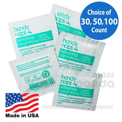HandyNaps Refreshing Hand Wipes/Moist Towelettes/Wet Naps Individually Wrapped • $6.95