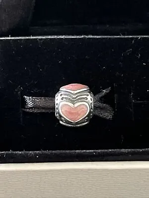 Pandora Pink Glitter Enamel Heart  Charm Sterling Silver S 925 Ale • £14.99