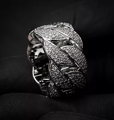 Men's White Gold Plated Iced Honey Comb Set Miami Cuban Link Hip Hop Pinky Ring • $18.19