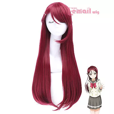 Women LoveLive Sunshine Aqours Sakurauchi Riko Wine Long Straight Cosplay Wig • $18.21