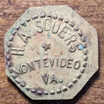 Montevideo Virginia VA H. A. Souers Store Good For 1c In Merchandise Trade Token • $74.99