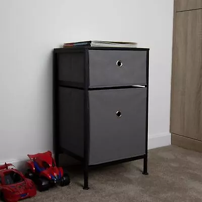 Black Fabric Storage Unit 2 Drawers | M&W • £18.99