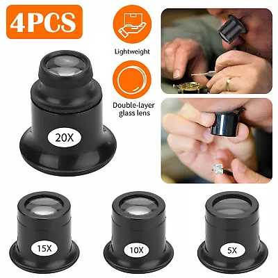 Pocket Magnifying Jewelry Eye Glass Magnifier Jewelers Coins Loop 5X 10X 15X 20X • $9.98