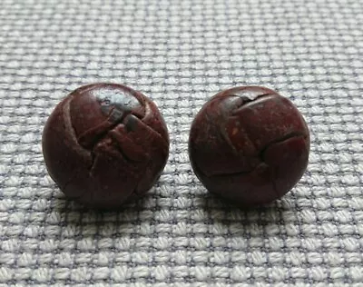 Pair Vintage Dark Brown Leather Football Buttons Coat Cardigan Waistcoat 27mm • £5