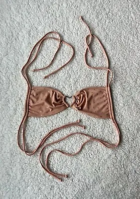 Victoria’s Secret Peach Gold Dot Heart Bandeau Swimsuit Bikini Top Small • $15