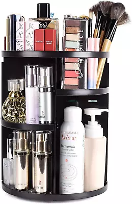 Rotating Makeup Organizer - DIY Adjustable Large Capacity Black • $22.99