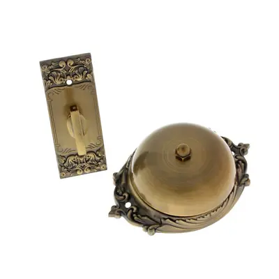 Solid Brass Craftsman Mechanical Twist Door Bell In Antique Brass • $60.86