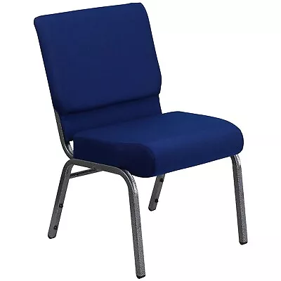 Flash Furniture 21 Church Chair W/4 Seat Silver Vein Frame Navy Blue • $132.60