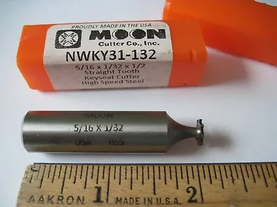 Moon NWKY31-132 HSS Keyseat Cutter 5/16  X 1/32  X 1/2  Straight Tooth 8T • $14.95