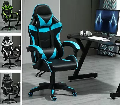 Swivel Gaming Chair Faux Leather Home Office Chair Sports Desk Tilt Chair A • £69.99