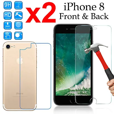 $7.99 • Buy X2 Tempered Glass 9H Screen Protector For Apple IPhone 8 Front And Soft Back