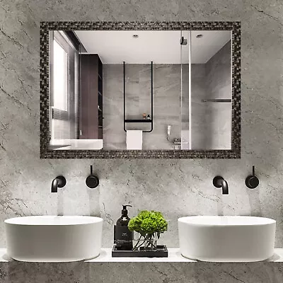 Hans&Alice Large Framed Bathroom Mirrors For Wall (mosaic Style 40''x24'') • $92.99