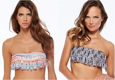 NWT L*SPACE XS L Dolly Straight Fringe Bikini Top Swim Bandeau Positano Outlaw • $44.99