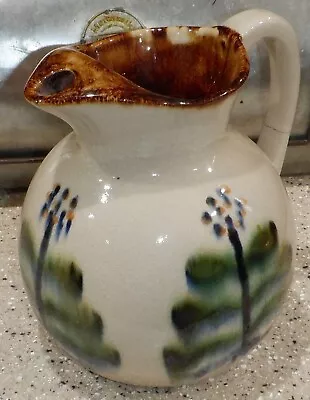 Very Early MA Hadley Pottery Water Pitcher With Tree Bush Flower ??? • $90
