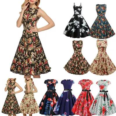 $26.69 • Buy Women's 50s 60s Retro Floral Rockabilly Swing Party Cocktail Dress Skater Dress