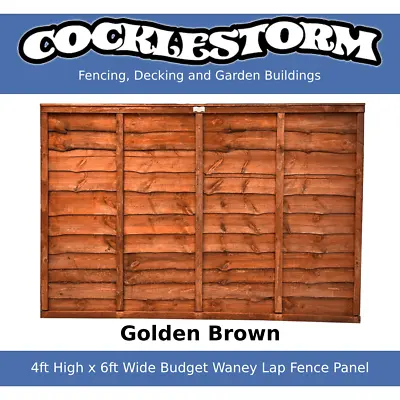 4ft High X 6ft Wide Golden Brown Fence Panel - Free Delivery Within 60 Miles • £27
