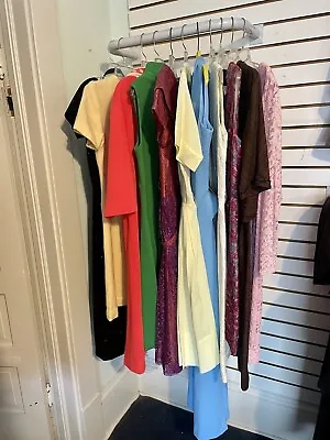 Vintage 1950s -70s 10 Pieces Woman's Dresses  Solid And Patterns LOT Size S-L • $150