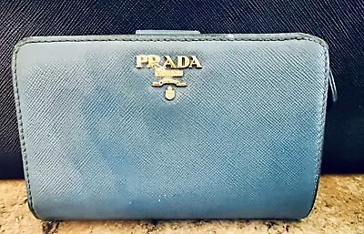 Prada Saffiano French Wallet Cobalt Blue • $13